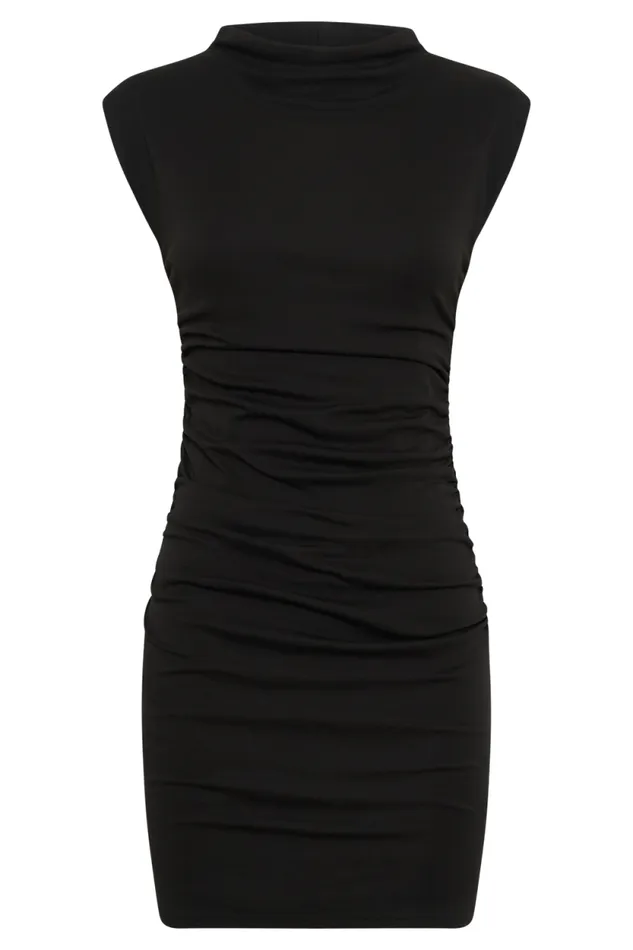Women Meshki Dresses Elliot High Neck Sleeveless Mini Dress 8211 Black