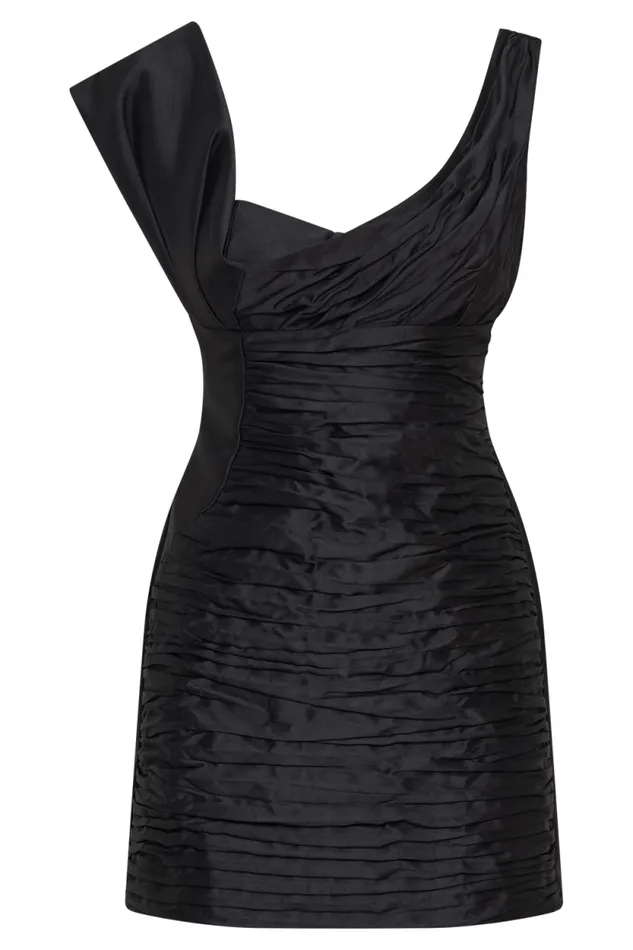 Women Meshki Dresses Farrah Structured Draped Mini Dress 8211 Black
