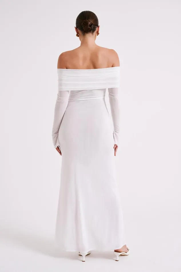 Women Meshki Dresses Josie Off Shoulder Mesh Maxi Dress 8211 Ivory