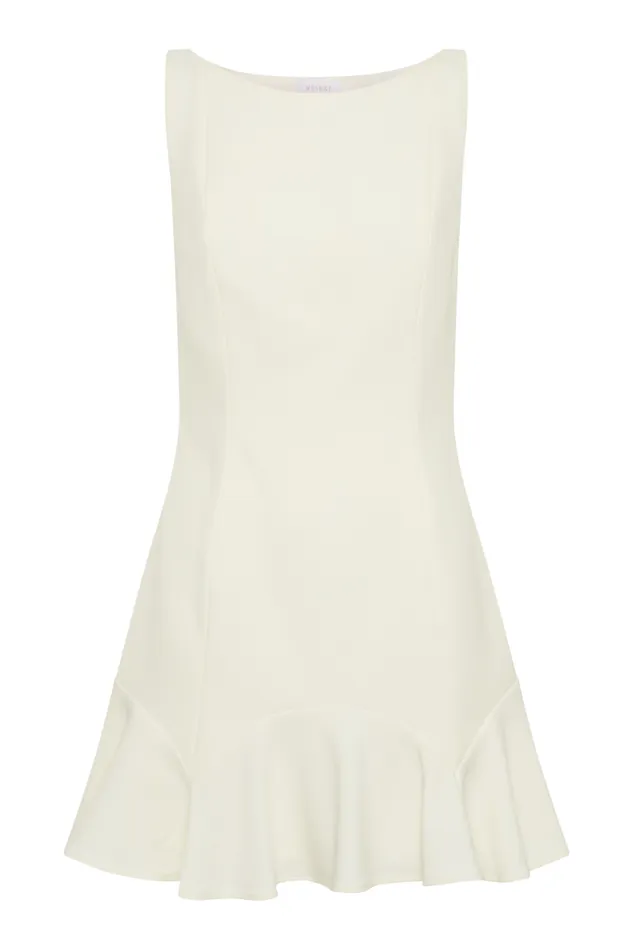 Women Meshki Dresses Leonora Sleeveless Suiting Mini Dress With Ruffle 8211 Ivory