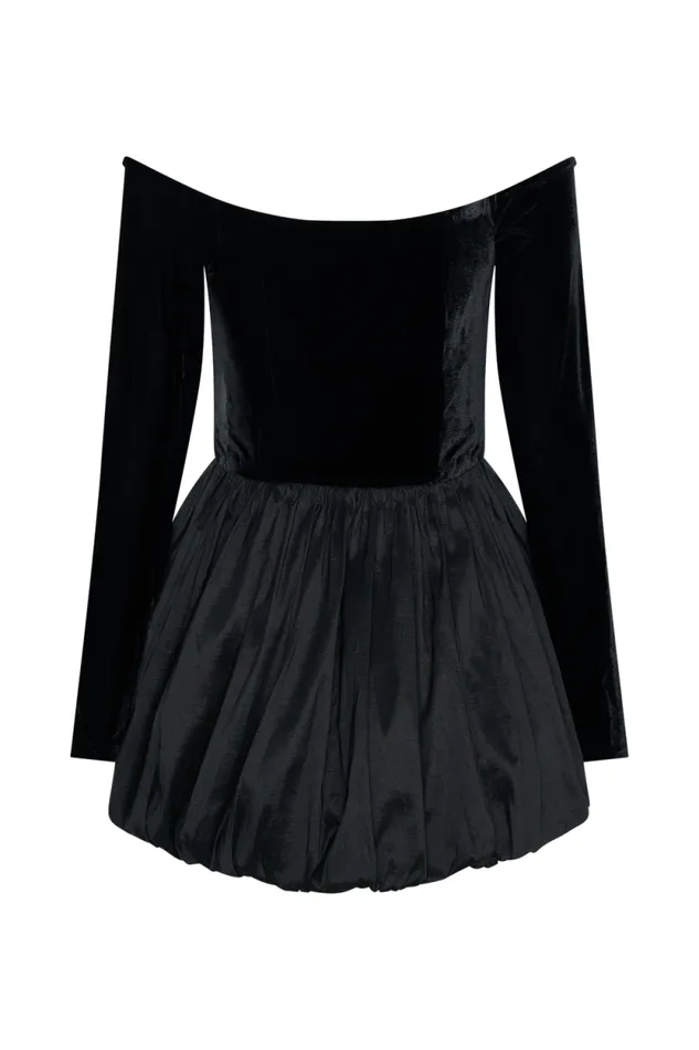 Women Meshki Dresses Liv Off Shoulders Velvet Mini Dress 8211 Black