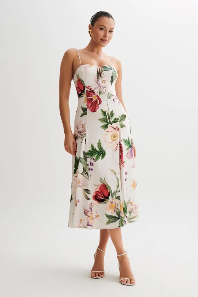 Women Meshki Dresses Luciana Satin Midi Dress 8211 Bella Rosa Print