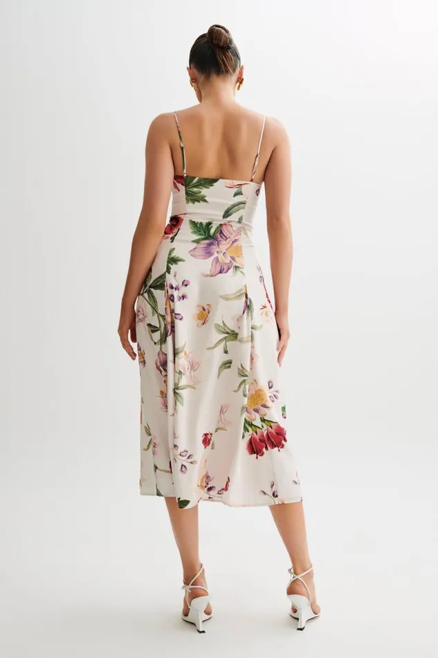 Women Meshki Dresses Luciana Satin Midi Dress 8211 Bella Rosa Print