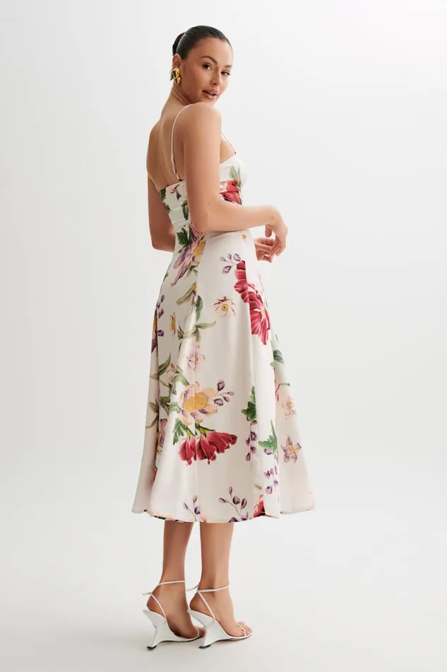 Women Meshki Dresses Luciana Satin Midi Dress 8211 Bella Rosa Print