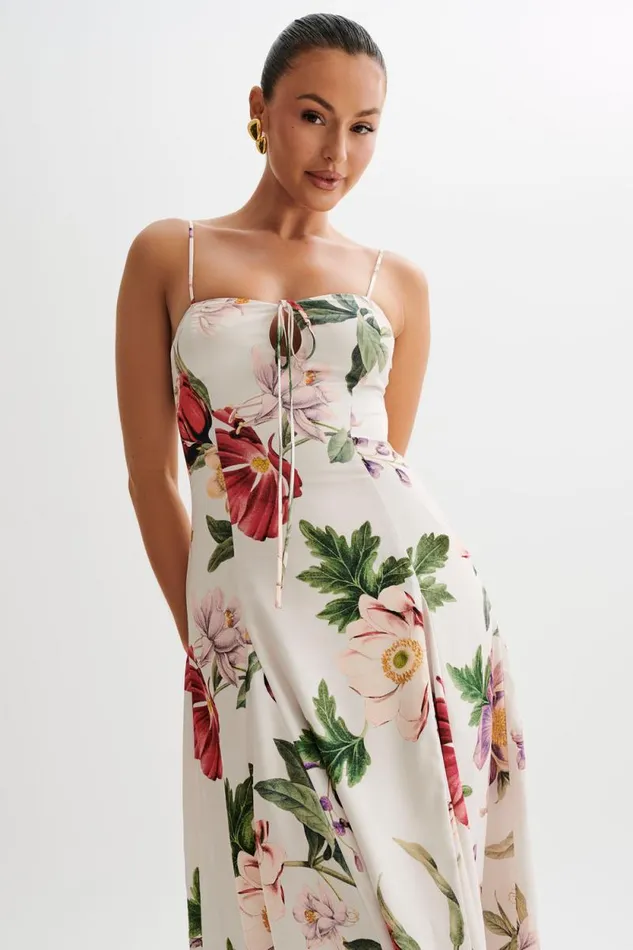 Women Meshki Dresses Luciana Satin Midi Dress 8211 Bella Rosa Print