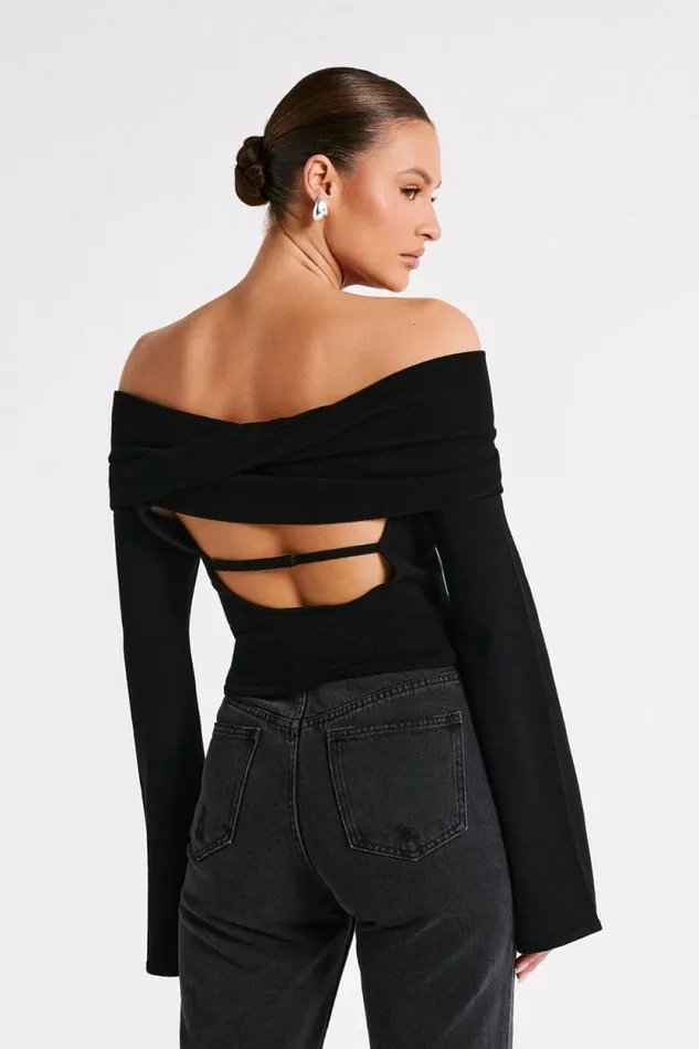 Women Meshki Dresses Marlisa Off Shoulder Twist Top 8211 Black