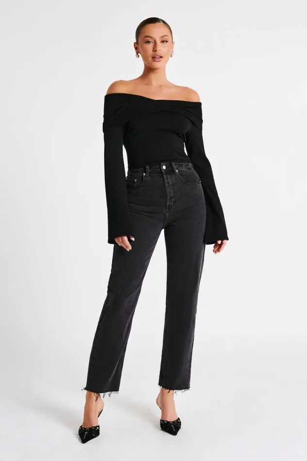 Women Meshki Dresses Marlisa Off Shoulder Twist Top 8211 Black