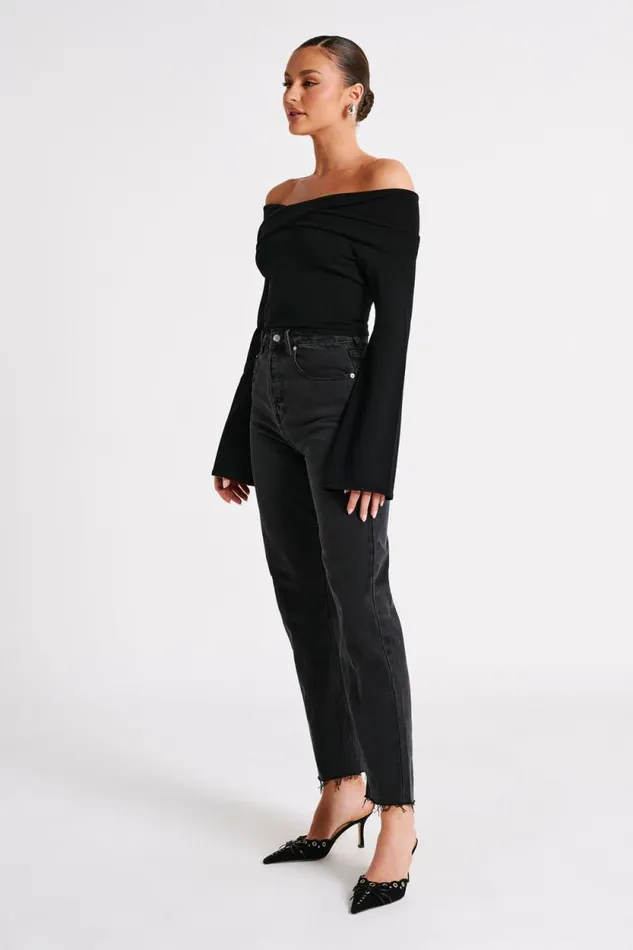 Women Meshki Dresses Marlisa Off Shoulder Twist Top 8211 Black