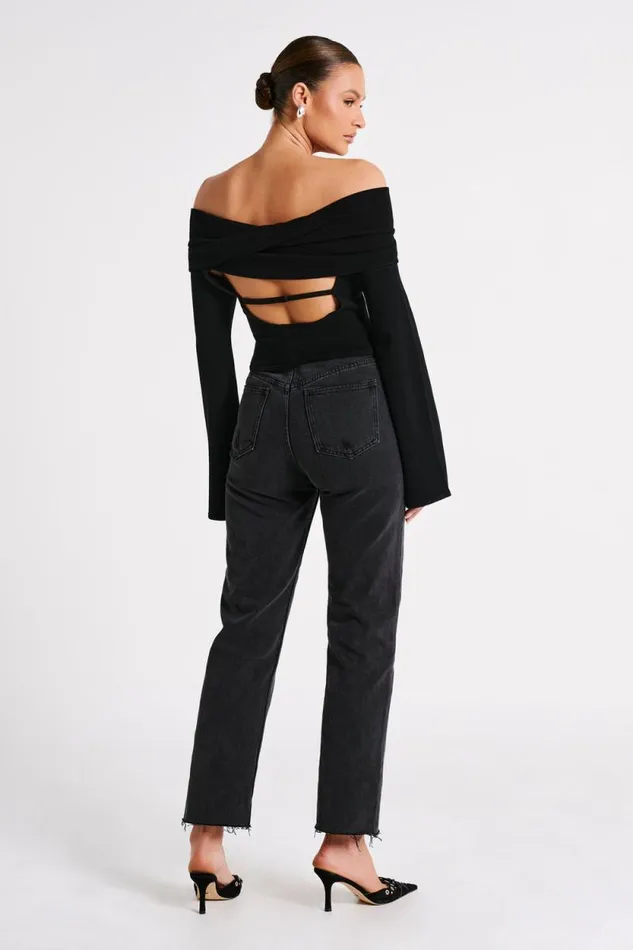 Women Meshki Dresses Marlisa Off Shoulder Twist Top 8211 Black