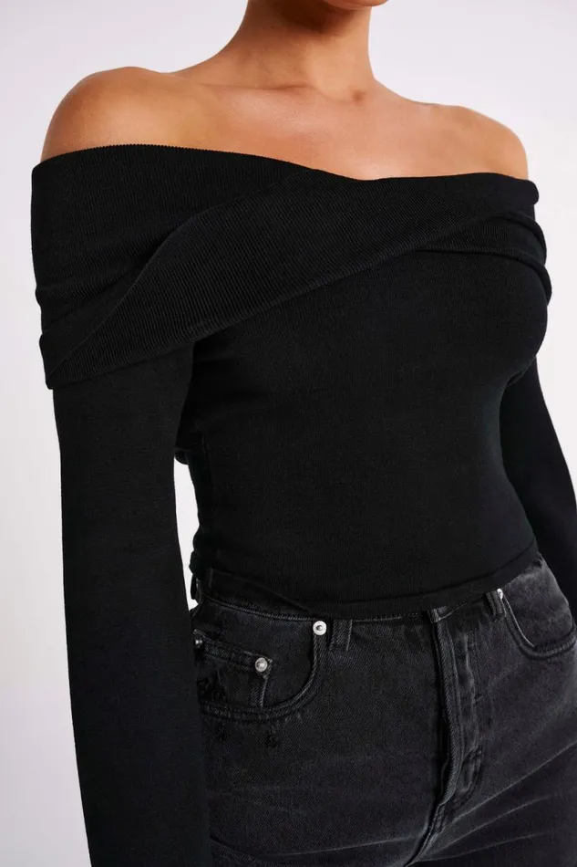 Women Meshki Dresses Marlisa Off Shoulder Twist Top 8211 Black