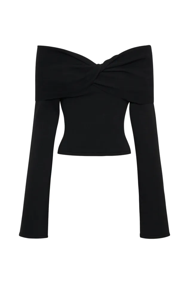 Women Meshki Dresses Marlisa Off Shoulder Twist Top 8211 Black