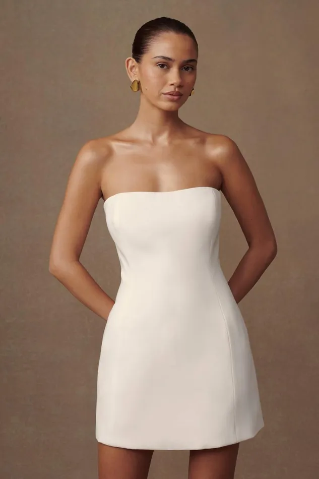 Women Meshki Dresses Neeka Strapless Bow Back Mini Dress 8211 White