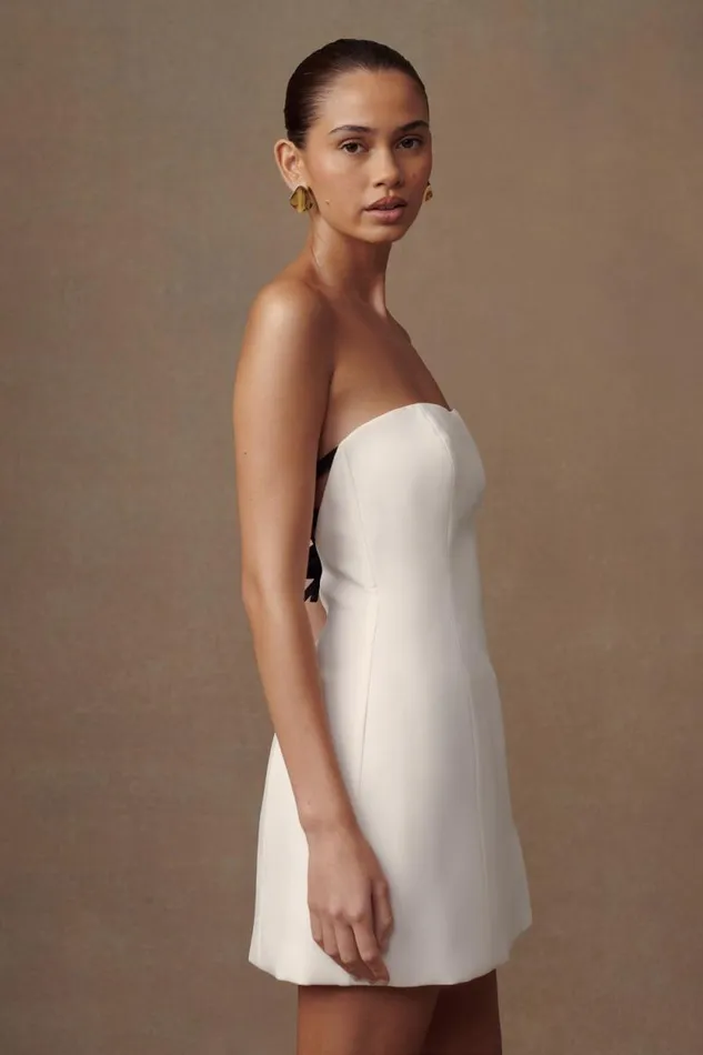 Women Meshki Dresses Neeka Strapless Bow Back Mini Dress 8211 White