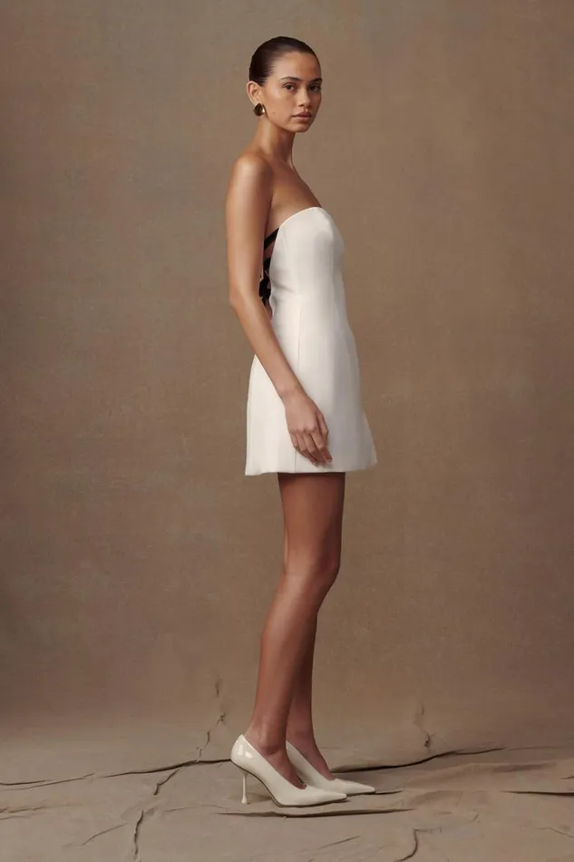 Women Meshki Dresses Neeka Strapless Bow Back Mini Dress 8211 White