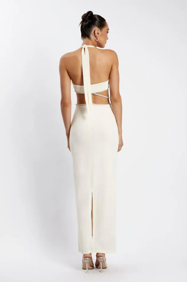 Women Meshki Dresses Nicha Diamante Cut Out Maxi Dress 8211 Bone