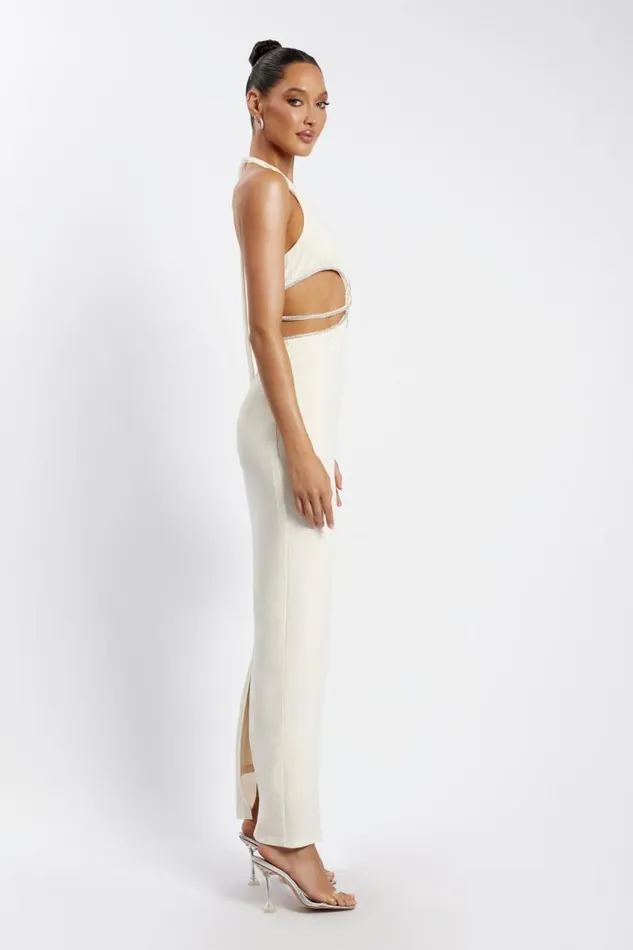 Women Meshki Dresses Nicha Diamante Cut Out Maxi Dress 8211 Bone