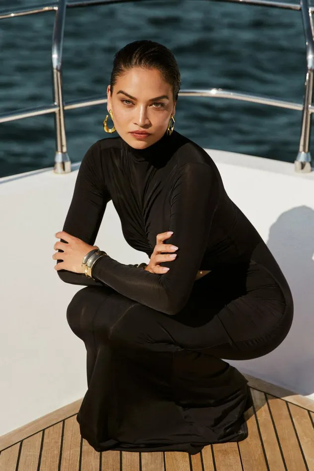 Women Meshki Dresses Pia Slinky Long Sleeve Cutout Maxi Dress 8211 Black