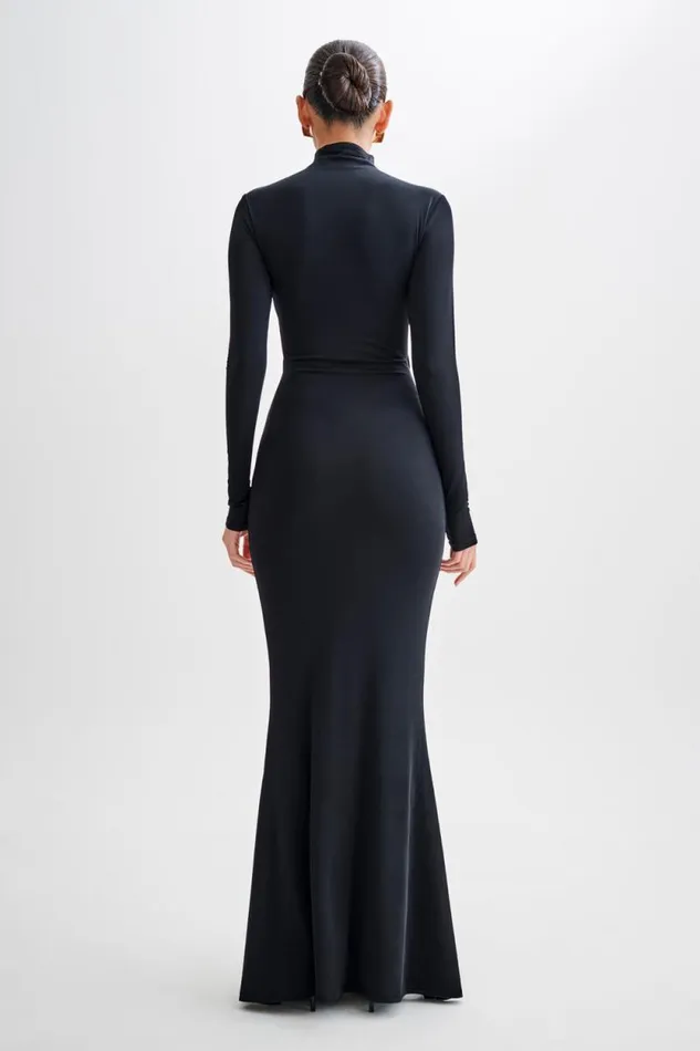 Women Meshki Dresses Pia Slinky Long Sleeve Cutout Maxi Dress 8211 Black