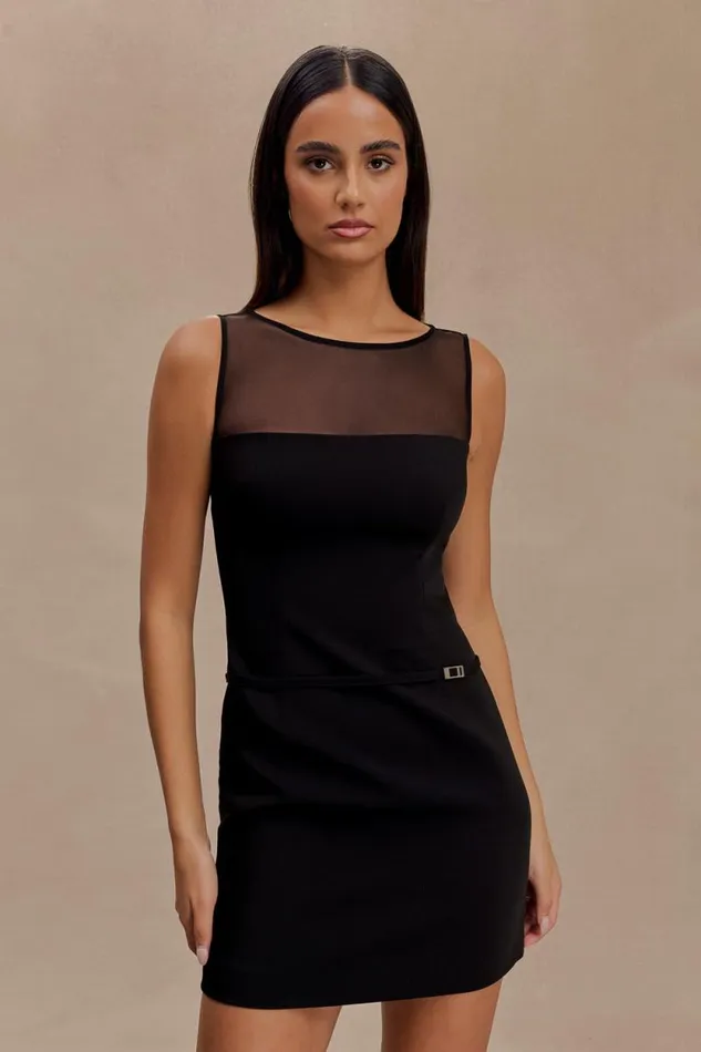Women Meshki Dresses Posie Suiting Belted Mini Dress 8211 Black