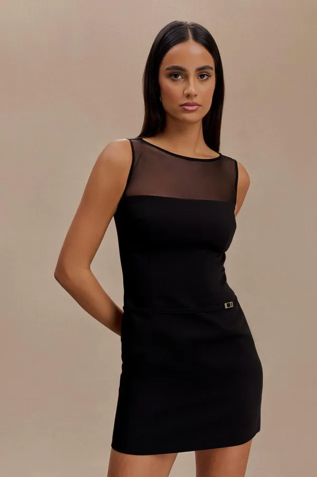 Women Meshki Dresses Posie Suiting Belted Mini Dress 8211 Black
