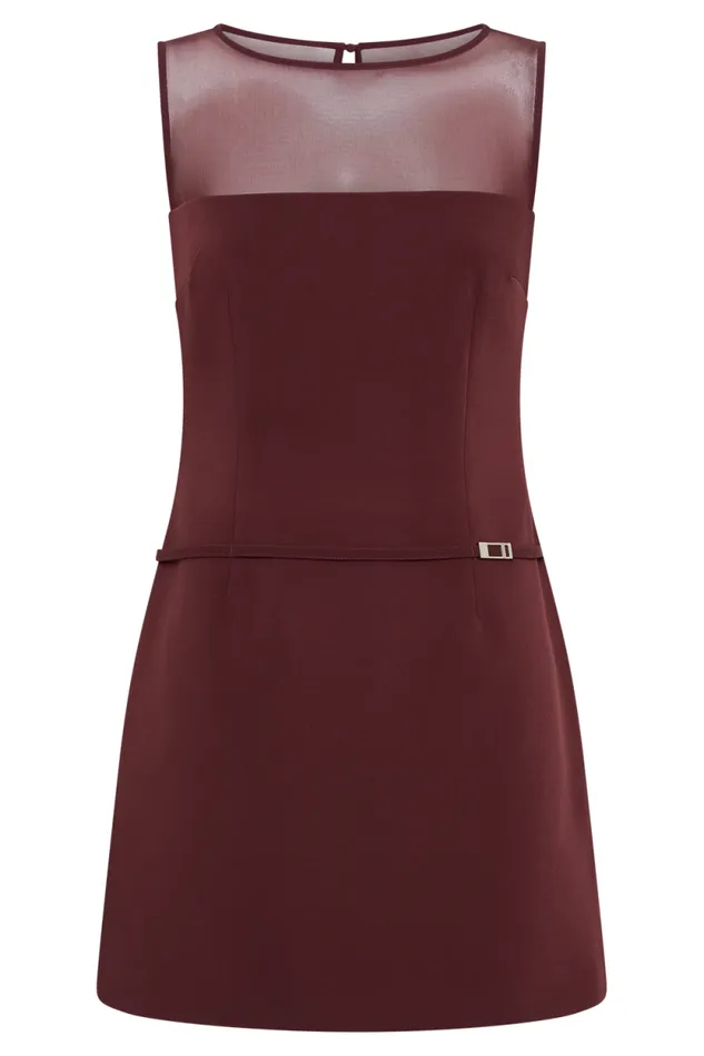 Women Meshki Dresses Posie Suiting Belted Mini Dress 8211 Mahogany