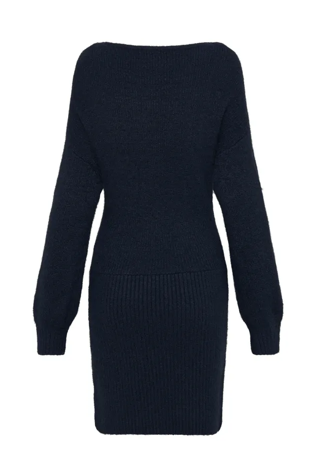 Women Meshki Dresses Rafferty Boat Neck Knit Mini Dress 8211 Navy