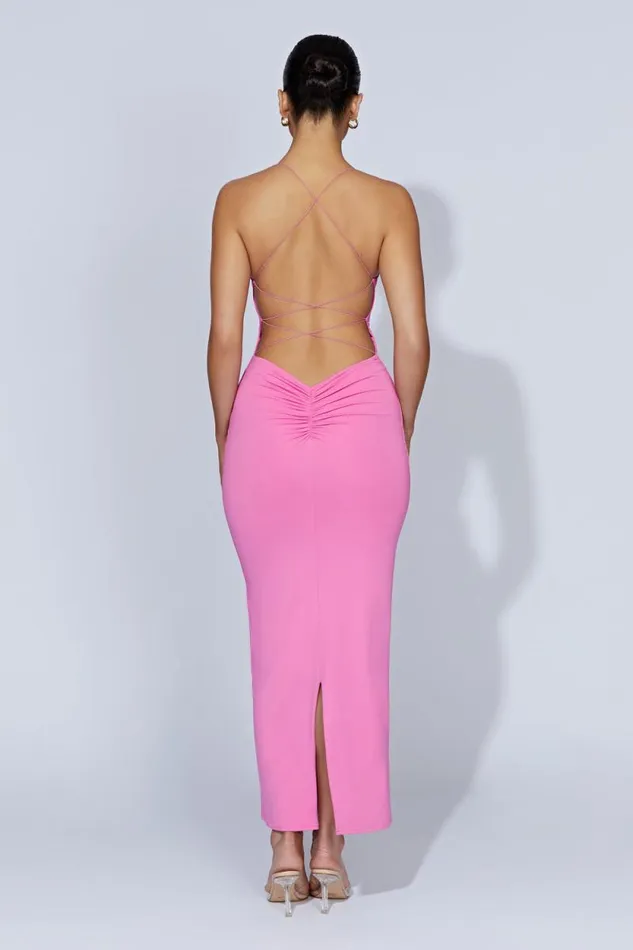 Women Meshki Dresses Sabine Backless Maxi Dress 8211 Bubblegum Pink