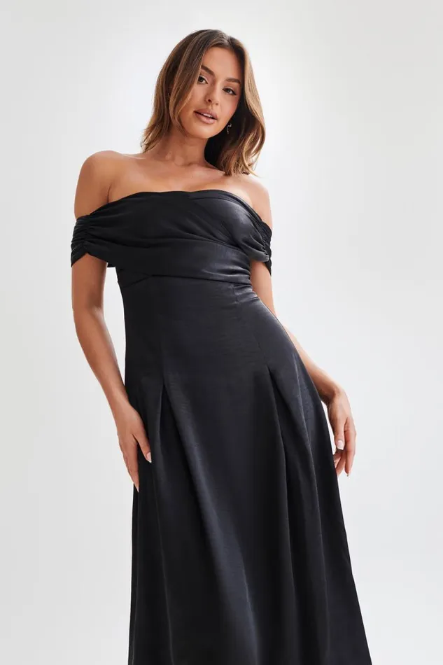 Women Meshki Dresses Sofie Off Shoulder Midi Dress 8211 Black