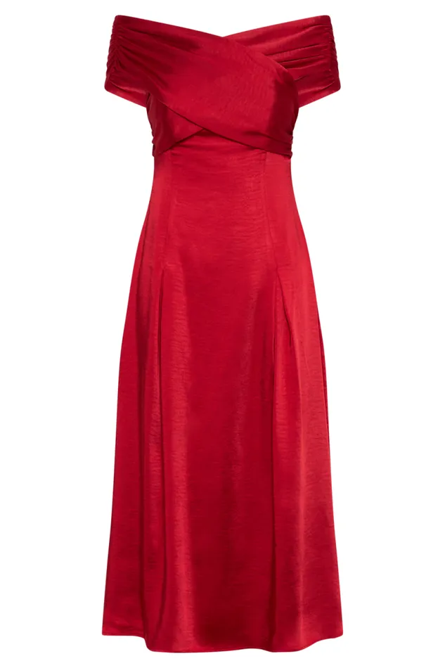 Women Meshki Dresses Sofie Off Shoulder Midi Dress 8211 Red