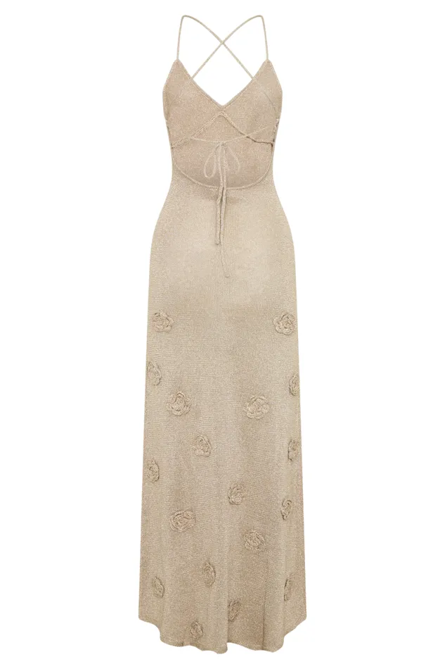 Women Meshki Dresses Suki Metallic Knit Maxi Dress 8211 Gold