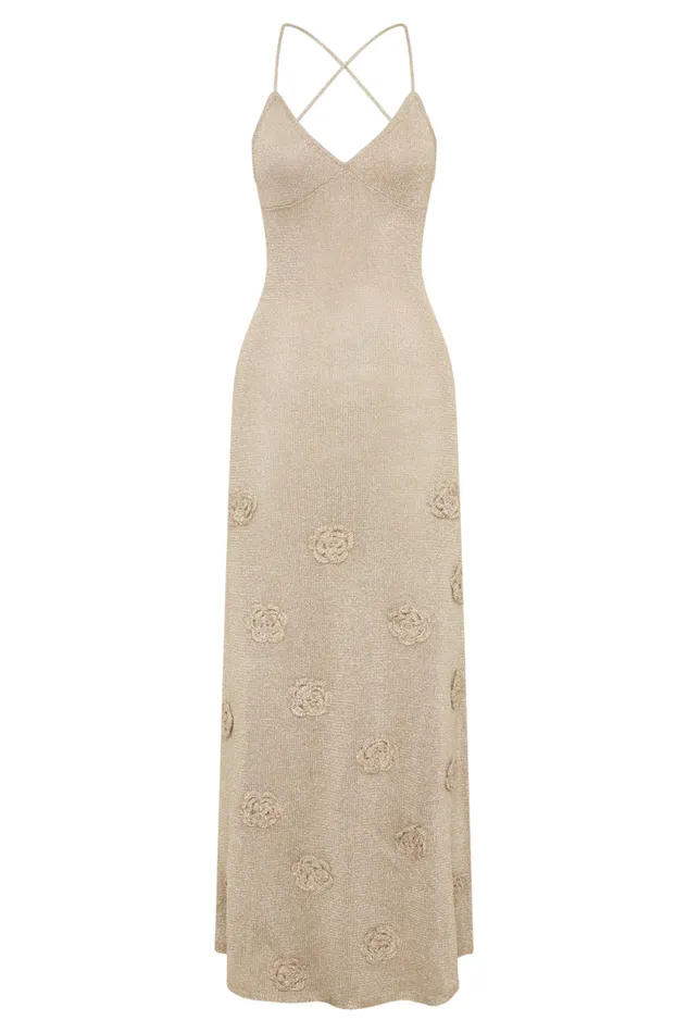 Women Meshki Dresses Suki Metallic Knit Maxi Dress 8211 Gold
