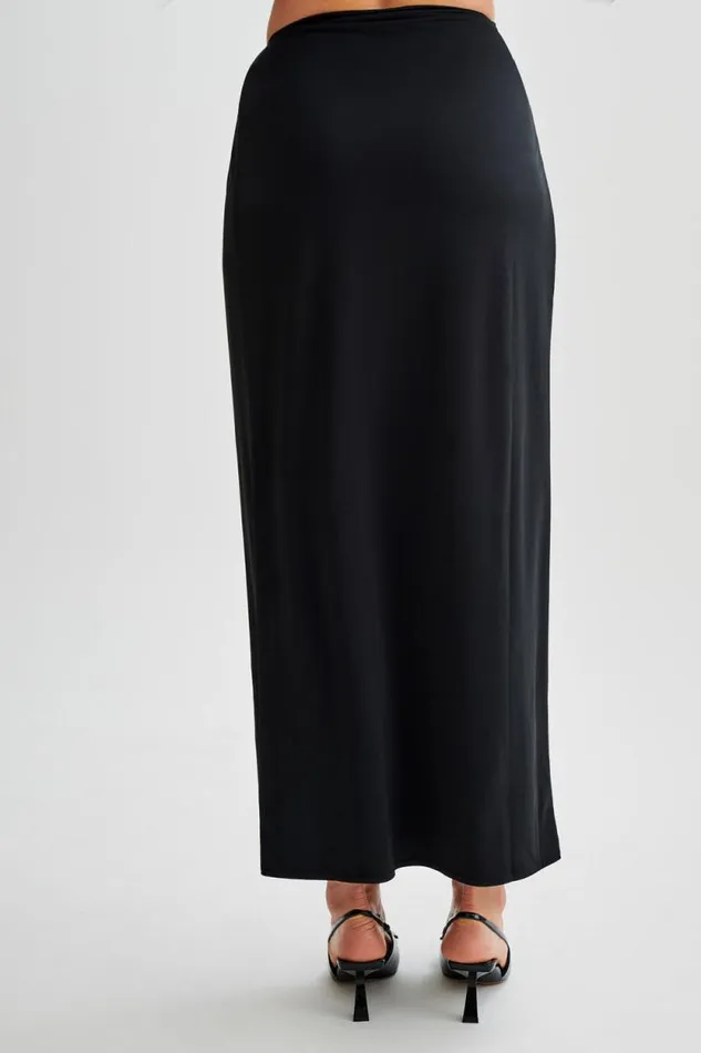 Women Meshki Dresses Suri Slinky Maxi Skirt With Silver Hardware 8211 Black