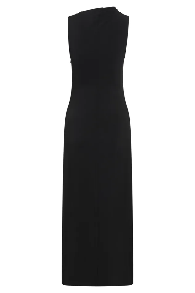 Women Meshki Dresses Taylor Draped Stretch Crepe Midi Dress 8211 Black