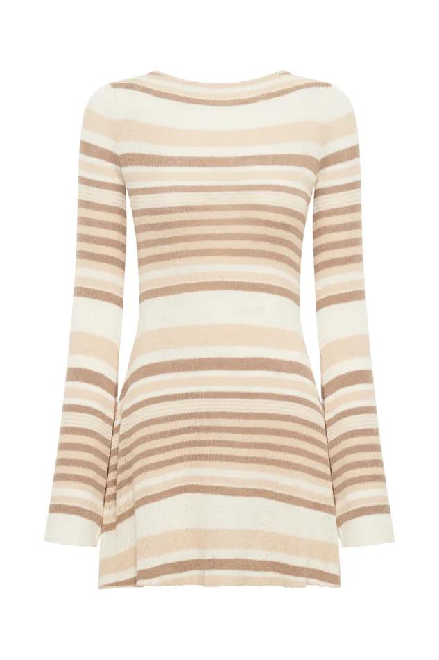 Women Meshki Dresses Zahra Long Sleeve Open Back Mini Knit Dress 8211 Cream