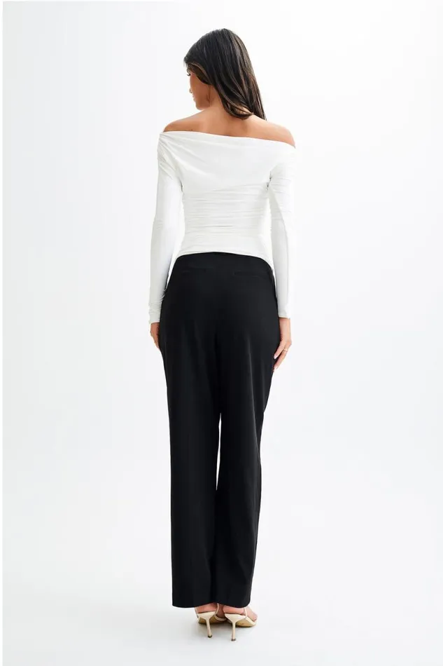 Women Meshki Tops Alayna Long Sleeve Recycled Nylon Ruched Top 8211 White
