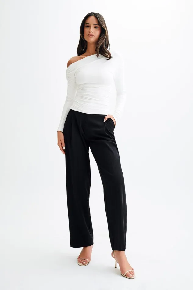 Women Meshki Tops Alayna Long Sleeve Recycled Nylon Ruched Top 8211 White
