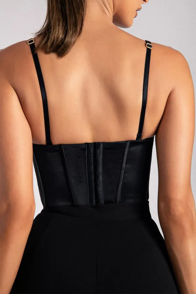 Women Meshki Tops Alexina Chain Strap Corseted Bustier 8211 Black