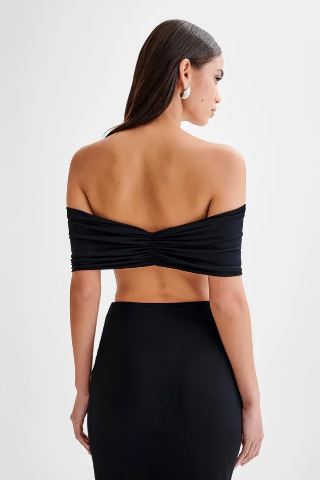 Women Meshki Tops Amber Slinky Crop Top 8211 Black