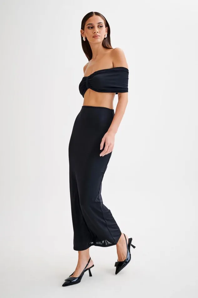 Women Meshki Tops Amber Slinky Crop Top 8211 Black