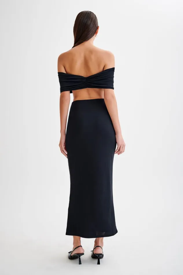 Women Meshki Tops Amber Slinky Crop Top 8211 Black