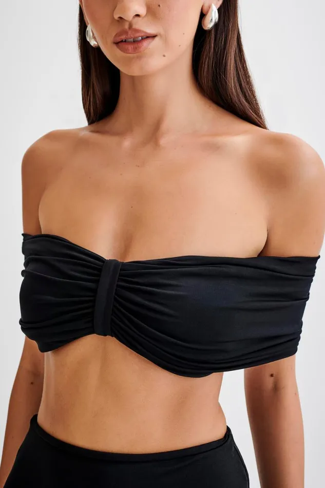 Women Meshki Tops Amber Slinky Crop Top 8211 Black