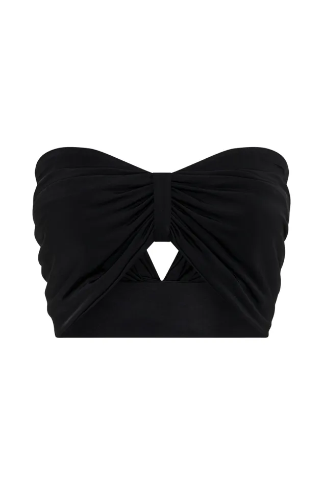 Women Meshki Tops Amber Slinky Crop Top 8211 Black