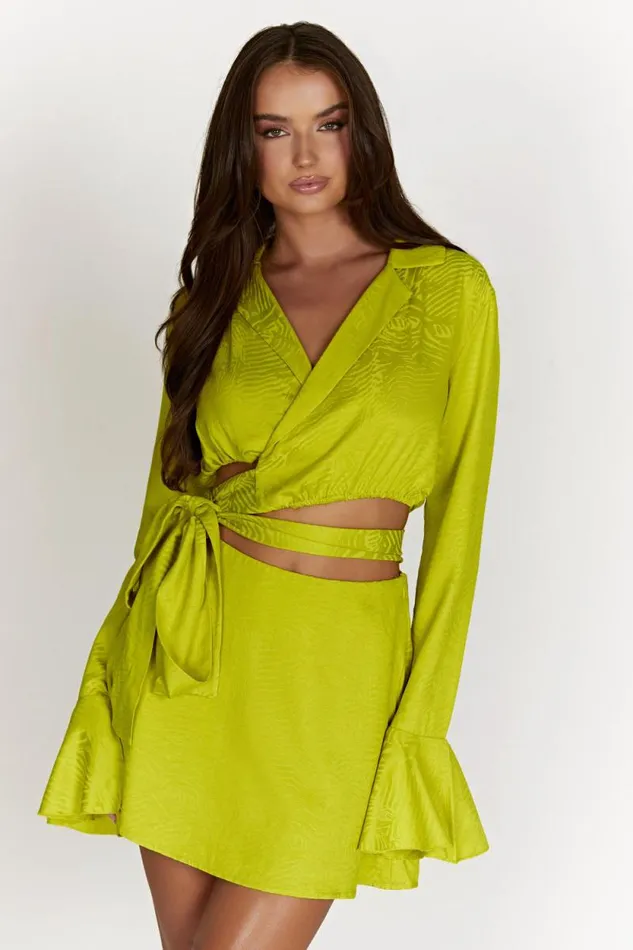 Women Meshki Tops Annalise Wrap Top 8211 Chartreuse