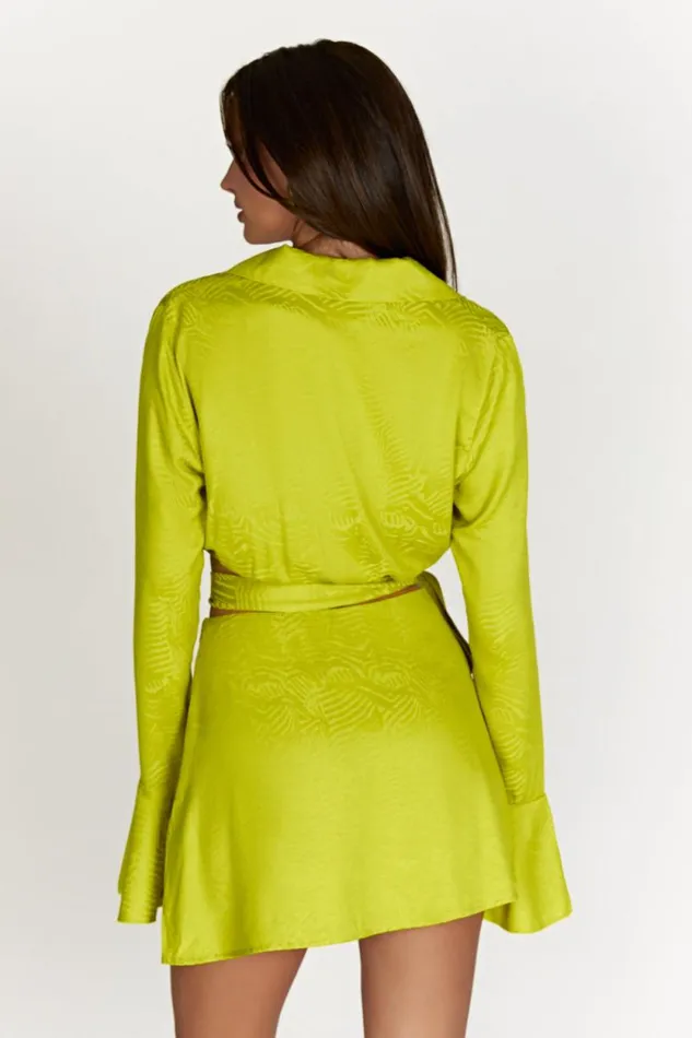 Women Meshki Tops Annalise Wrap Top 8211 Chartreuse