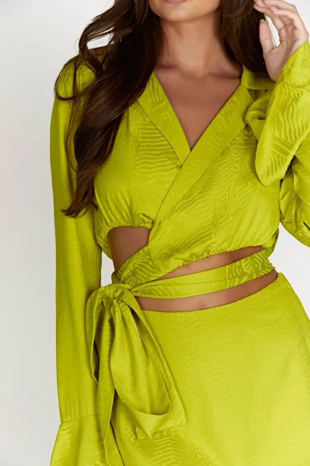 Women Meshki Tops Annalise Wrap Top 8211 Chartreuse