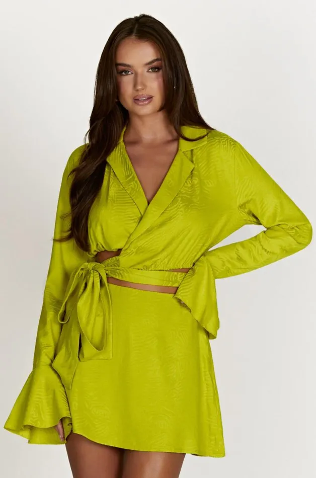 Women Meshki Tops Annalise Wrap Top 8211 Chartreuse
