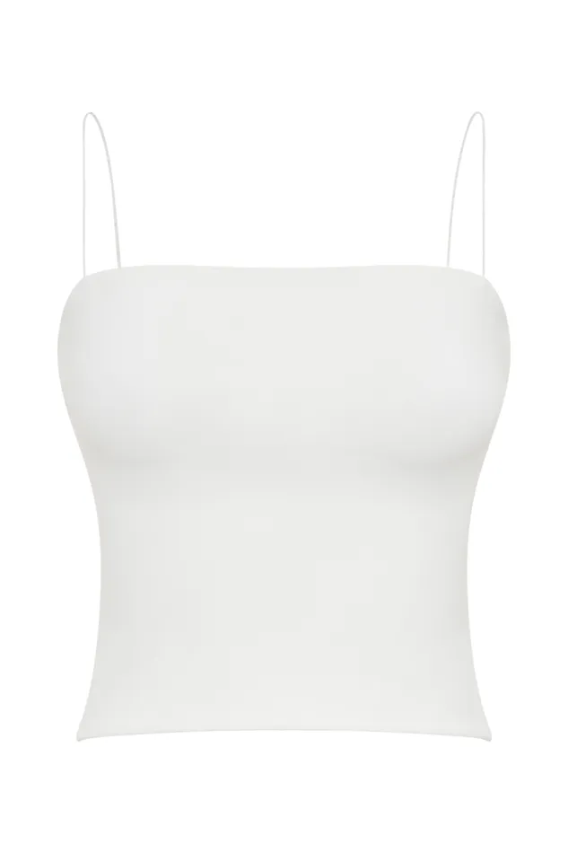 Women Meshki Tops Arya Longline Spaghetti Strap Top 8211 White