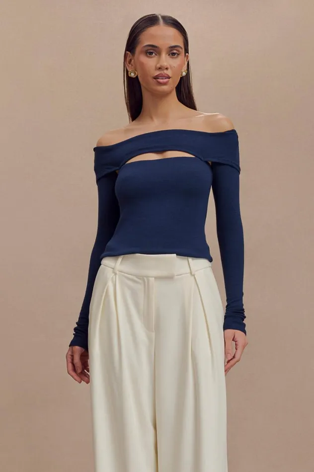 Women Meshki Tops Briah Cut Out Modal Long Sleeve Top 8211 Dark Navy