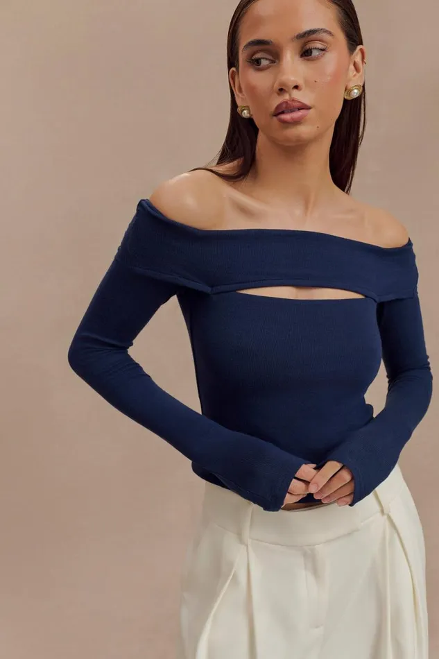 Women Meshki Tops Briah Cut Out Modal Long Sleeve Top 8211 Dark Navy