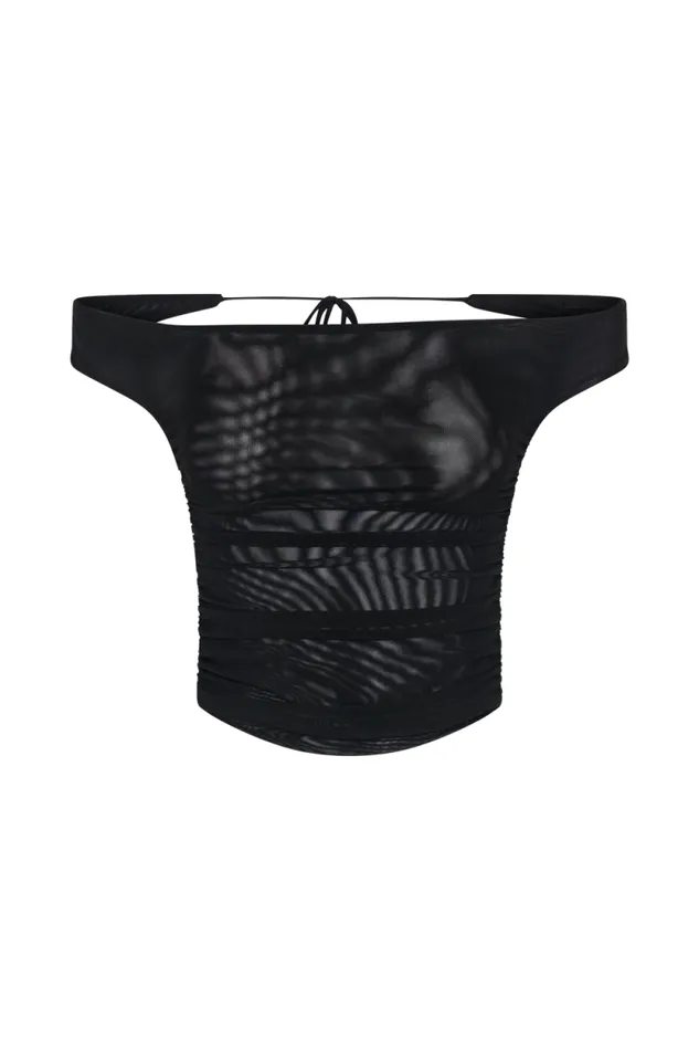 Women Meshki Tops Brooklyn Mesh Crop Top 8211 Black